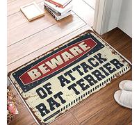 CDSS Personalized Door Mats For Front Door Beware Of Attack Rat Terrier Doormat Winter Welcome Mat Restroom Decor(50X80CM)