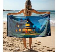 CDSS Pool Towels Cozy Cottage In The Night Bath Towel Extra Large Bath Towels Cotton Towels