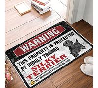 CDSS Retro Area Rug Warning This Property Is Protected By A Highly Trained Silky Terrier Doormat Pads & Mat Door Rugs For Entryway Indoor(50X80CM)