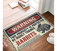 CDSS Rustic Bathroom Rugs Warning This Property Is Protected By A Highly Trained Rabbits Rug Patio Decor Front Doormat(40X60CM)