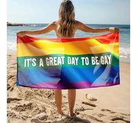 CDSS White Bath Towels It'S A Great Day To Be Gay Flag Waving Bath Towel Bathroom Essentials Golf Towel