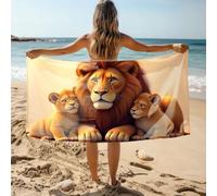 CDSS Yoga Mat Towel Family Of Lions: A Heartwarming Scene Bath Towel Microfiber Hair Towel Pool Towels