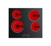 CDV CDVER64B Built-in Ceramic Hob, 60cm Electric Cooktop with 4 Cooking Zones, 6400W High Power, Touch Control, 9 Heat Settings, Safety Lock & 99-Min Timer, Black Glass Finish, 220-240V