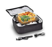 CDXAQPGK Car Microwave, 12V/24V/110V/220V,60W Heated Lunch Box with Insulation Bag, for Car/Truck/Home/Office/Travel/Hotel/Outdoor Use