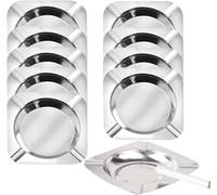 CDXHOME 10-pack Stainless Ashtrays,Ash Trays for Smokers,Ashtray for Patio,Disposable Ashtrays for Party,Cigar Ashtray for Men(Rounded,Silver)