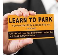 CDXHOME 100Pcs Learn To Park Business Cards - Funny Parking Violation Notes & Bad Parking Cards - 14PT Heavy Duty Witty Reminder for Windshields (3.5" x 2" Orange)