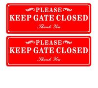 CDXHOME 2 Pack Please Keep the Gate Closed Matal Sign - Brushed Aluminium Durable Ink - UV Protected Weather Resistant Durable - 3.5 x 9.8 IN