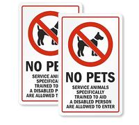 CDXHOME 2PACK No Pets Sign White Sticker - “No Pets, Service Animals Specifically Trained To Aid A Disabled Person Are Allowed To Enter” Polyester Decal, Indoor & Outdoor - 8 x 5 in