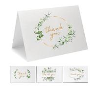 CDXHOME 48PCS Wedding Thank You Cards with Envelopes, Blank Thank You Notes in 4 Different Designs for Baby Shower, Bridal Shower, Engagement Party- Gold Foil, 4x6(Eucalyptus