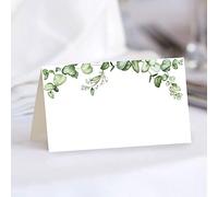 CDXHOME 50PCS Eucalyptus Wedding Place Cards | Minimalist Design | Greenery & Floral Elements | Perfect for Weddings or Birthdays | Envelopes Included | 120 x 100 mm Size
