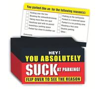 CDXHOME Bad Parking Cards - 100Pcs You Absolutely Suck At Parking Cards -Funny Parking Violation Tickets with Multi Violation Reasons (3.5 x 2 Inches), Red