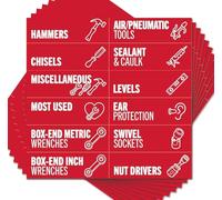 CDXhome Toolbox Organization Magnetic Labels - 80 Large Tool Chest Organizer Labels with Strong Magnets | Fits All Steel Tool Box Drawers | 3.125'' X 1.0''| Red