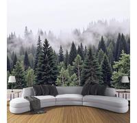 CDXNORA 3D Effect Photo Wallpaper Dense Forest 200×140cm Mural Panoramic Wall Tapestry Evergreen Trees Large Panoramic Photo Wallpaper Mural Bedroom Eco-Friendly Decoration,Dark Green
