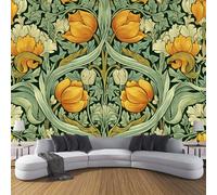 CDXNORA 3D Effect Photo Wallpaper Retro Plants 250×175cm Mural Panoramic Wall Tapestry Tulip Ivy Large Panoramic Photo Wallpaper Mural Bedroom Eco-Friendly Decoration,Green