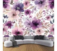 CDXNORA 3D Effect Photo Wallpaper Watercolor Flowers 200×140cm Mural Panoramic Wall Tapestry Purple and Pink Flowers Large Panoramic Photo Wallpaper Mural Bedroom Eco-Friendly Decoration,Purple Pink