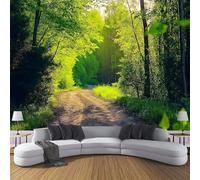 CDXNORA 3D Green Photo Wallpaper,Natural Landscape Print Silk Wall Mural Decoration Poster Picture Design Modern 350×256cm (W x H) Dirt Road in The Woods Mural for Living Room Kids Bedroom