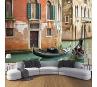 CDXNORA 3D Orange Photo Wallpaper,Rural Landscape Print Silk Wall Mural Decoration Poster Picture Design Modern 400×280cm (W x H) Canal Street Architecture Mural for Living Room Kids Bedroom