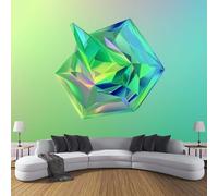 CDXNORA Abstract Geometry 3D Effect Photo Wallpaper 350×256cm Crystal Gems Mural Panoramic Wall Green Large Panoramic Photo Wallpaper for Living Room, Bedroom, Office and Kids Room