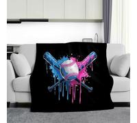 CDXNORA Baseball Bat Print Throw Blanket, Soft Fluffy Street Graffiti Style Flannel Throw Blanket, Cozy Warm Pink Blankets, for Bedroom Bed Sofa Chair Home Office Travel 130x150 cm