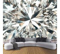 CDXNORA Beautiful Geometry Silk Wallpaper Mural - Diamond Texture Wall Mural Silk Photo Wallpaper Bedroom Home Living Room Decoration Poster Wall Covering 350×256cm (W x H) Silver