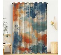 CDXNORA Blackout Curtains For Bedroom/Living Room - Abstract Doodle Thermal Insulated Curtains, Orange Green Art Curtains For Kitchen Room Window Treatment,W 66" X L 90" (2 Panels)