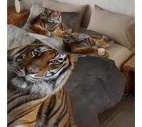 CDXNORA Brown Bedspread Single, Tiger Haystack Print Quilted Coverlet 2pcs for Adults Teens Room Decor, Wildlife Photography Soft Breathable Bedspreads Bedding for Bedroom Decor Quilt 140x200 cm