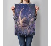 CDXNORA Canvas Wall Art for Home Decor, Fantasy Animals Poster Living Room Bedroom Office Wall Paintings, Hedgehog Sea Of Flowers Print Pictures Waterproof Artwork Corridor Decoration 48x36in