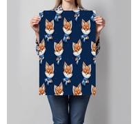 CDXNORA Cartoons Animals Canvas Wall Art Print Pictures for Wall Home Decor, Cute Fox Poster Artwork, for Bedroom Living Room Corridor Dark Blue Canvas Painting Decoration, 16X24in