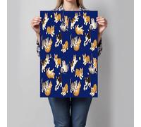 CDXNORA Cats Corgis Canvas Wall Art - Orange Canvas Print Artwork Cute Pet-Themed Background Wall Decor, for Bedroom Living Room kitchen Hallway Bathroom Office 12x16in