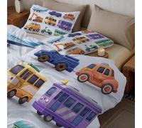 CDXNORA Colorful Bedspread Single, Transportation Print Quilted Coverlet 2pcs for Adults Teens Room Decor, Simple Cartoon Soft Breathable Bedspreads Bedding for Bedroom Decor Quilt 140x200 cm