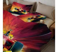 CDXNORA Coverless Duvet Super King Size, Reversible Summer Formula Racing Quilted Duvet Cosy and Lightweight Red Quilt Breathable Bedspreads Fantasy Cartoon Quilted Throw for Beds 264x228 cm