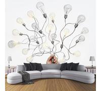 CDXNORA Creative Thinking 3D Effect Photo Wallpaper 350×256cm Light Bulb Wire Mural Panoramic Wall White Large Panoramic Photo Wallpaper for Living Room, Bedroom, Office and Kids Room
