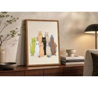 CDXNORA Cute Cartoon Style Canvas Wall Art, Kitty Little Mouse Canvas Wall Art Pictures, Umframed Multicolor Poster Artwork, for Living Room Prints Bedroom Hallway Decor Artwork 28X39in