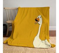 CDXNORA Cute White Goose Print Blanket, Super Soft Flannel Simple Cartoon Animals Throw Blankets, Warm Fluffy Yellow Blankets, for Crib Bed Couch Chair Living Room Travel Outdoor 150x200 cm