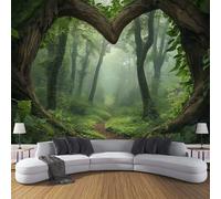 CDXNORA Dense Forest Silk Wall Murals Wallpaper,Ancient Trees Wall Mural Decorative Wallpapers for Living Room TV Bedroom,350×256cm (W x H) Green Art Photo Wallpaper 3D Effect