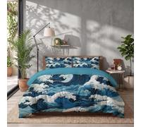 CDXNORA Double Surging Waves Duvet Cover Set | Katsushika Hokusai Print, Soft Microfibre, Zipper Closure, Includes 2 Pillowcases, 200x200cm Bedding Quilt Cover Set