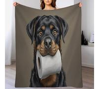 CDXNORA Flannel 150x200 cm Throw Blanket, Fluffy Flannel Rottweiler Toilet Paper Blanket, Soft Warm Cozy Pets Fun Throw Blankets, for Bed Couch Sofa Armchairs Black Blankets