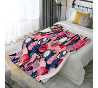 CDXNORA Flannel Throw Blanket 220x240 cm, Lipstick Mirror Print Lightweight Pink Blanket, Cozy Warm Abstract Fashion Makeup All Season Travel Blankets, for Boys Girls Bedroom Living Rooms Sofa Beds