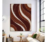 CDXNORA Flow Curve Canvas Wall Art, Abstract Art Style Unframed Canvas Decorative Paintings, Brown Wall Art Poster Artwork for Living Room Hallway or Stairs Walls Decor 12x16in