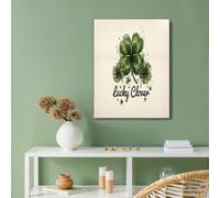 CDXNORA Four-Leaf Clover Text Canvas Wall Art 28X39in, Unframed Natural Refreshing Wall Decor Artwork Poster, Green Canvas Prints, for Bedroom Living Room Bathroom Home Decoration, No Frame