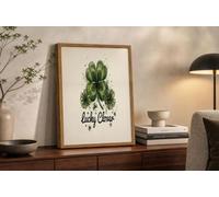 CDXNORA Four-Leaf Clover Text Canvas Wall Art - Minimalist Illustration Canvas Prints Wall Decor Green Unframed Poster Artwork, for Living Room Bedroom Bathroom Decor, 16X24in