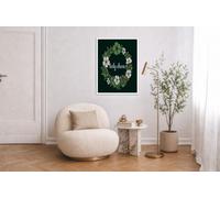 CDXNORA Four-Leaf Clover Wreath Canvas Wall Art, Fresh Illustration Unframed Canvas Decorative Paintings, Dark Green Wall Art Poster Artwork for Living Room Hallway or Stairs Walls Decor 24X36in