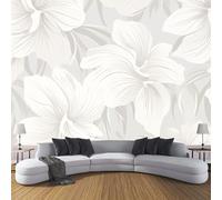 CDXNORA Grace Silk Photo Wallpaper Mural 400×280cm (WxH), White Orchid Photo Mural Bedroom Living Room Children's Room TV Sofa Background Wall Shop Decoration, Off-White