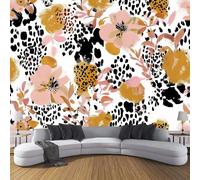 CDXNORA Hand-DrawnPhoto Wallpaper 200×140cm - Pink Wall Mural Deco Premium Silk Leopard Flower Print Wallpaper for Living Room - Home Decoration Bedroom Kitchen Wall Paper