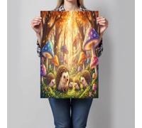 CDXNORA Hedgehog Mushroom Canvas Wall Art Prints, Fantasy Fairy Tale Colorful Wall Decor, Waterproof Canvas Wall Art for Living Room Bathroom Bedroom Aesthetic 24X36in - Unframed