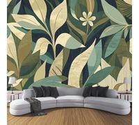 CDXNORA Jungle Plants Photo Wallpaper,Leaf Texture Mural Decoration Poster Picture,Olive Green Large Wallpaper Mural for Wall Bedroom Living Room Tv Background Sofa Wall 350×256cm