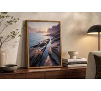 CDXNORA Light Blue Canvas Wall Art - Seaside Reef Painting on Canvas Prints Poster, Realistic Natural Scenery Wall Decor for Bedroom Living Room Hallway or Entryway Home Decoration, 12x16in