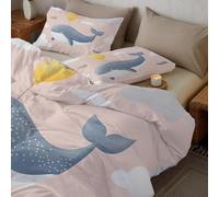 CDXNORA Light Pink Bedspread Super King, Whale Balloon Print Quilted Coverlet 3pcs for Adults Teens Room Decor, Cute Cartoon Soft Breathable Bedspreads Bedding for Bedroom Decor Quilt 264x228 cm