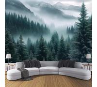 CDXNORA Misty Forest Silk Wallpaper Murals, Dark Blue Bedroom Wallpaper, Dense Pine Forest Wall Paper for Living Room, Not Self Adhesive Wall Paper, Large Mural & Room Decor 350×256cm