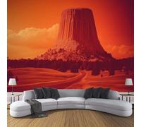 CDXNORA Mysterious Landscape 3D Effect Photo Wallpaper 350×256cm Devil's Tower Mural Panoramic Wall Red Large Panoramic Photo Wallpaper for Living Room, Bedroom, Office and Kids Room